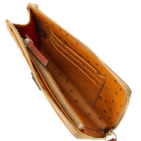 Dooney & Bourke Ostrich Folded Zip Wristlet - Tan - Picture 3 of 3